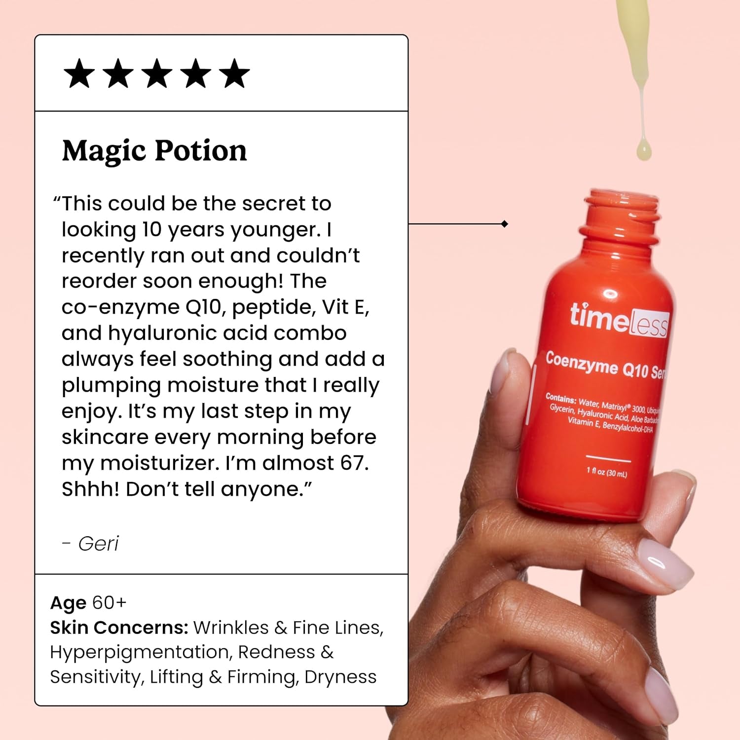 Coenzyme Q10 Serum - Skin Care Serum for Smoothing - Fragrance-Free - Coenzyme Q10 - with Hyaluronic Acid - 1 Oz