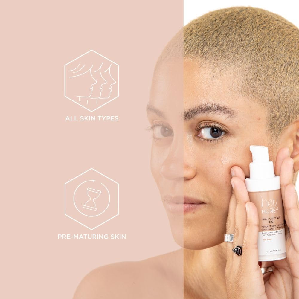 Trick and Treat CC² Cream SPF 46 | Active Moisturizing Color Correcting Cream with Honey & Propolis | Best Cover for Rosacea, Skin Redness & Mature Skin | Cruelty-Free | 1 Oz (Light Tone)